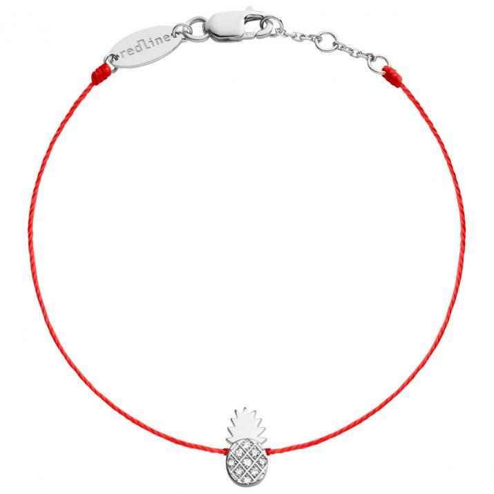 Bracelet fil ananas or blanc pavé diamants - Redline - 0++