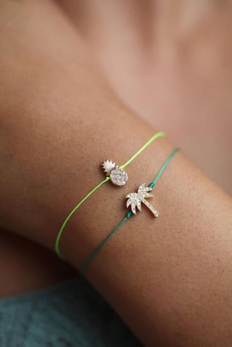 Bracelet fil ananas or rose pavé diamants - Redline - 0++