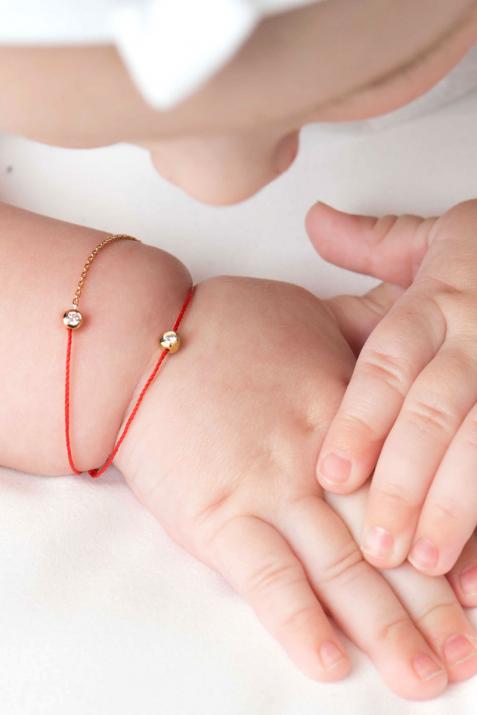 Bracelet bébé fil et chaîne avec diamant 0.05 carat en serti clos or jaune - Redline - 0++