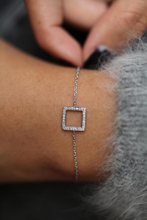 Diamonds Square White Gold Chain Bracelet - Redline