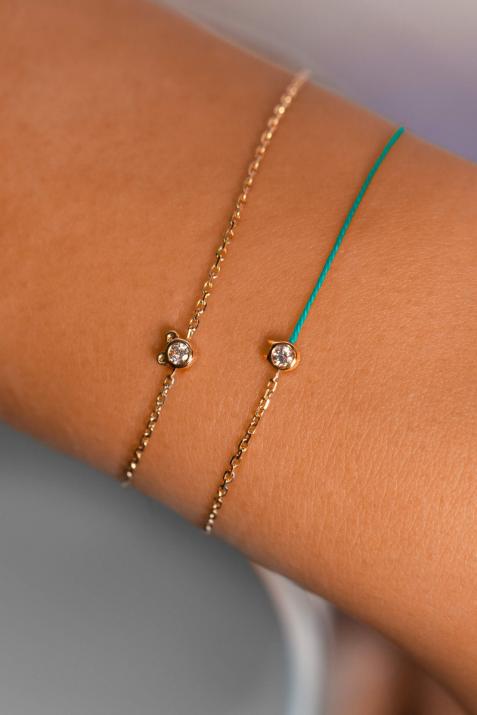 Bracelet Chat mi-fil mi-chaîne avec diamant 0.05ct or jaune - Redline - 0++