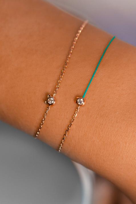 Bracelet Chat mi-fil mi-chaîne avec diamant 0.05ct or rose - Redline - 0++