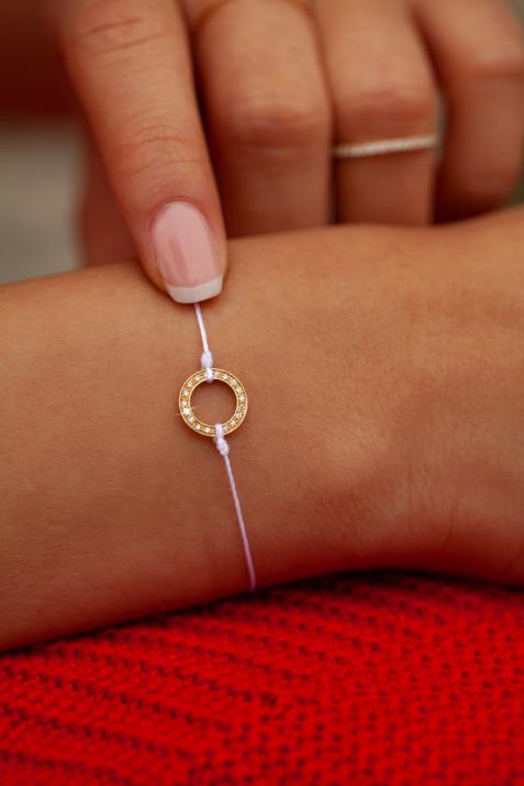 Bracelet fil mini cercle pavé diamant or jaune - Redline - 0++