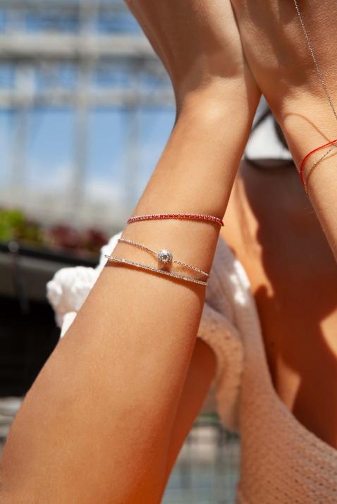 Bracelet chaîne avec diamants 0.26 carat en serti clos or blanc - Redline - 0++
