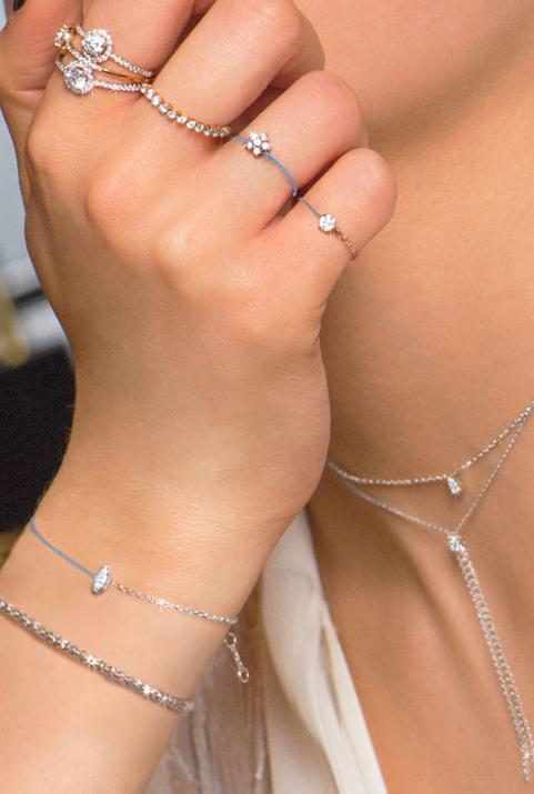 Bracelet fil et chaîne avec diamant marquise 0.20 carat en serti griffe or blanc - Redline - 0++