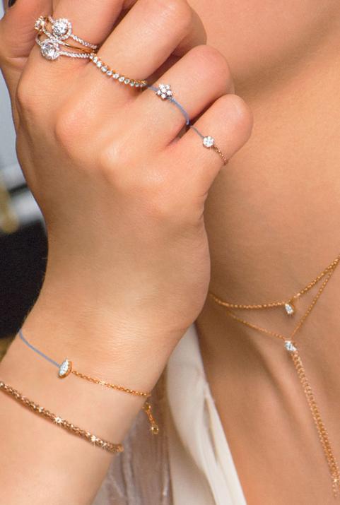 Bracelet fil et chaîne avec diamant marquise 0.20 carat en serti griffe or jaune - Redline - 0++