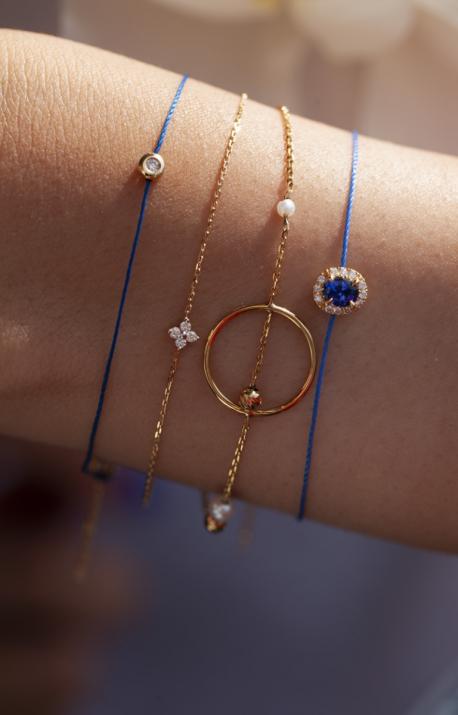 Bracelet chaîne avec des perles d'eau douce or jaune - Redline - 0++