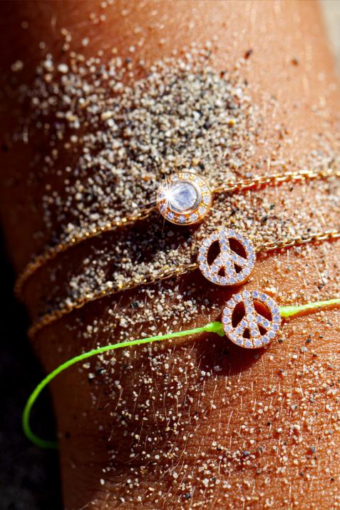 Bracelet chaîne Mini Peace or noir pavé diamants - Redline - 0++