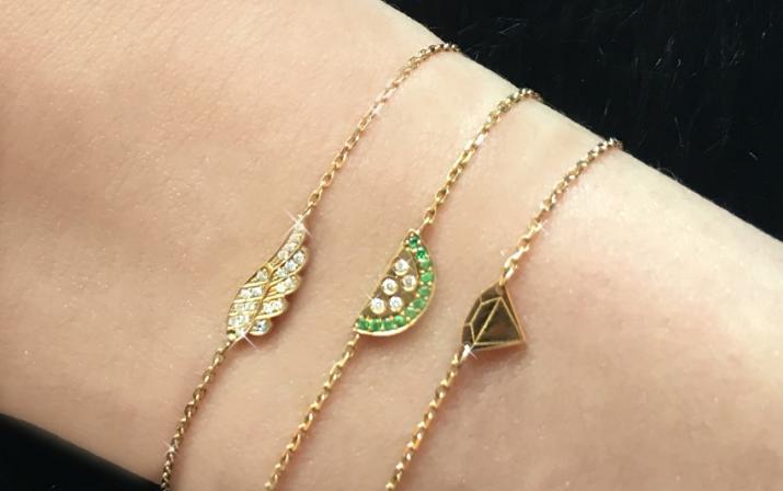 Bracelet chaîne aile or jaune pavé diamants - Redline - 0++