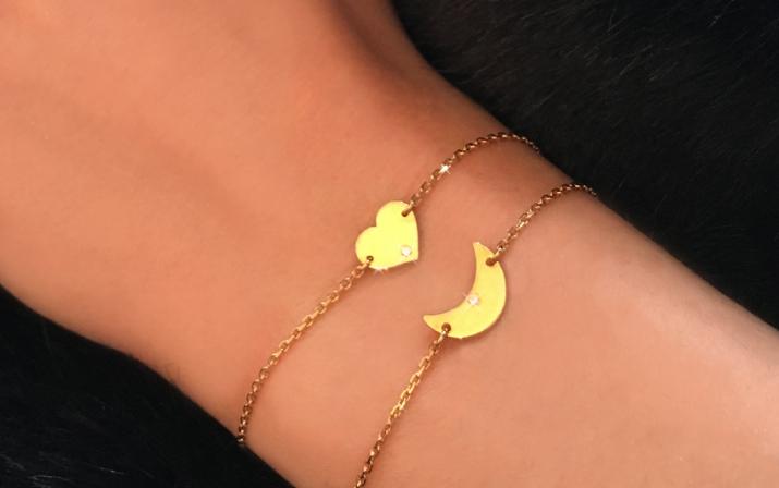 Bracelet chaîne coeur or jaune avec diamant - Redline - 0++