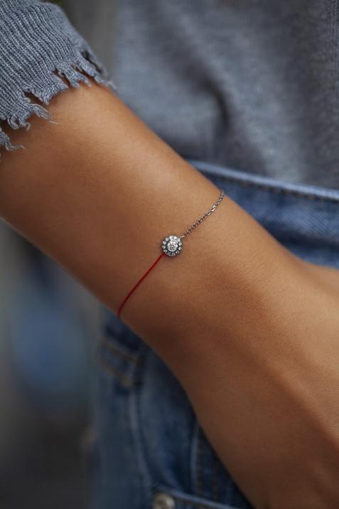 Bracelet fil et chaîne avec diamants 0.26 carat en serti clos or noir - Redline - 0++