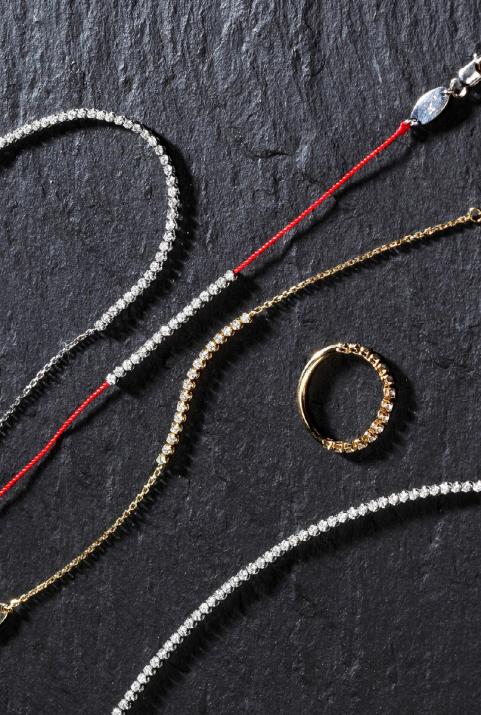 Bracelet chaîne avec diamant 0.29 carat en serti griffe or noir - Redline - 0++