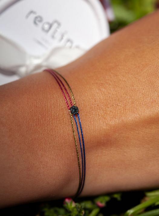 Bracelet homme fil avec diamant noir 0.05 carats en serti invisible or rose - Redline - 0++