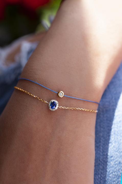 Bracelet chaîne saphir et diamants en serti griffe or rose - Redline - 0++