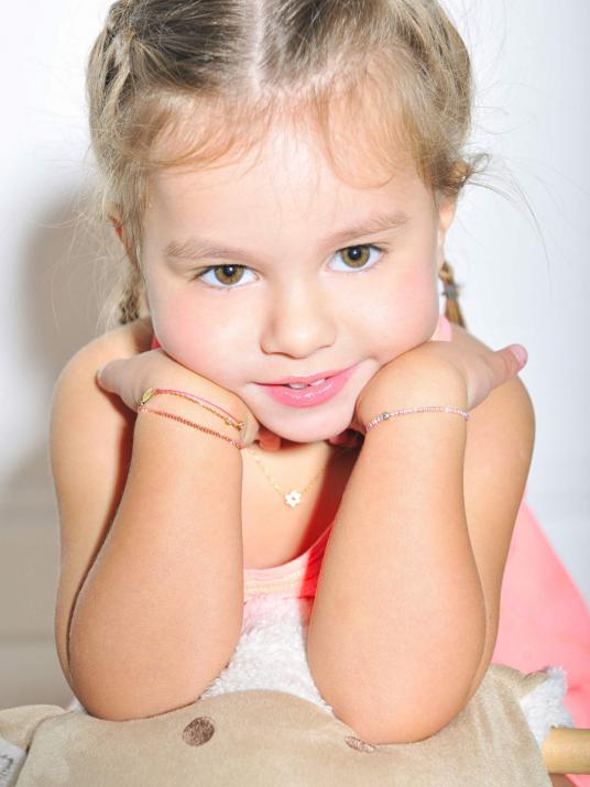 Bracelet enfant fil et chaîne entrelacés or blanc - Redline - 0++