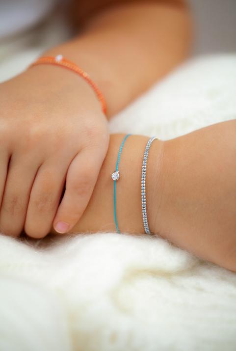 Bracelet enfant fil et chaîne entrelacés or blanc - Redline - 0++