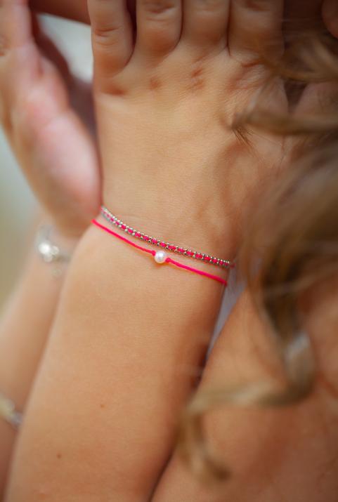 Bracelet enfant fil avec une perle de culture or blanc - Redline - 0++
