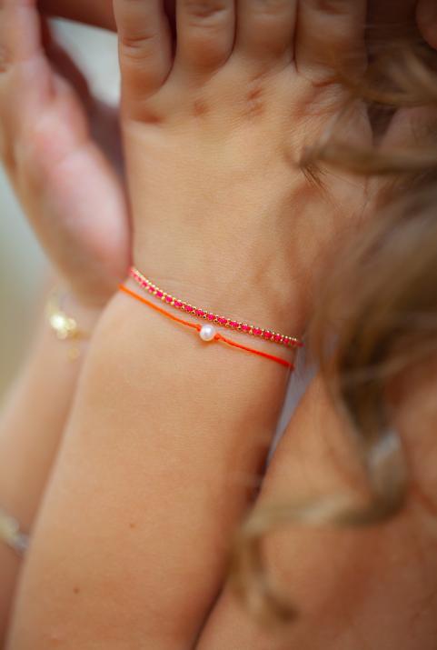 Bracelet enfant fil avec une perle de culture or rose - Redline - 0++