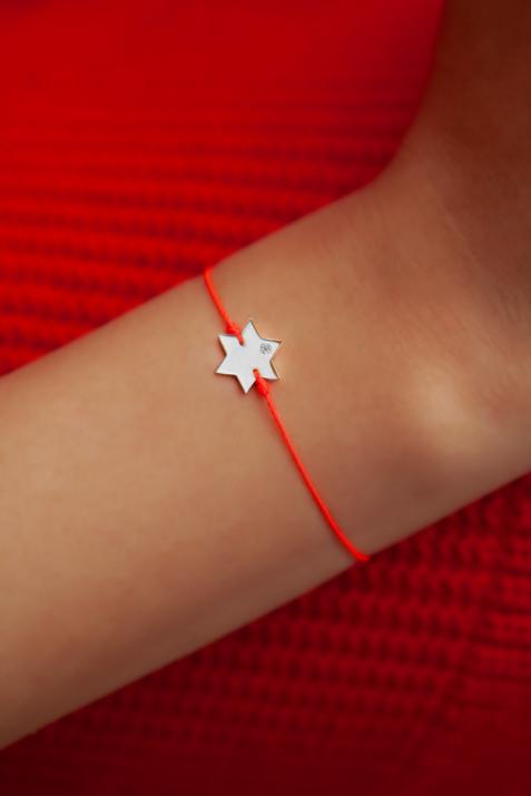 Bracelet fil étoile or blanc avec diamant - Redline - 0++