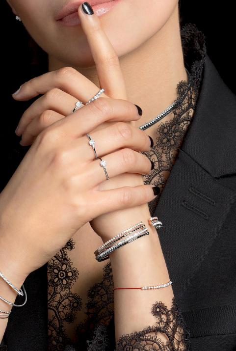 Bracelet jonc avec diamants 0.91 carat en serti griffe or blanc - Redline - 0++