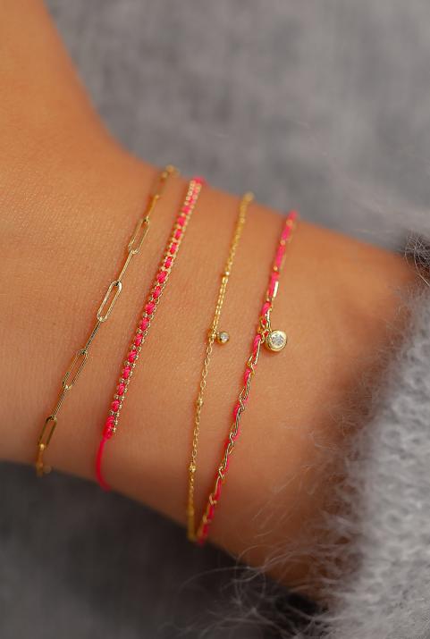 Bracelet entrelacet en or jaune avec fil et diamant - Redline - 0++