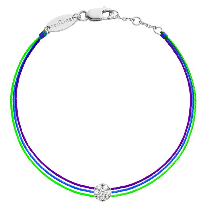 Bracelet 3 fils Trio avec diamant 0.05 ct en serti invisible or blanc - Redline - 0++