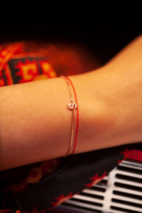 Bracelet Fil-Chaîne Alphabet Diamant Pavé Or Rose - Redline - 0++