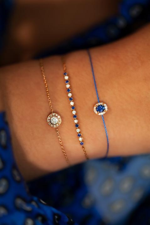 Bracelet chaîne rubis avec diamants en serti griffe or rose - Redline - 0++