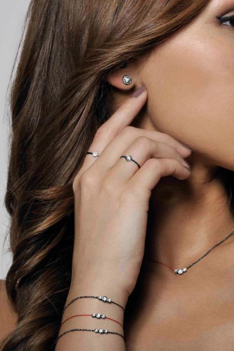 Bracelet chaîne avec diamant 0.20 carat en serti clos or noir - Redline - 0++