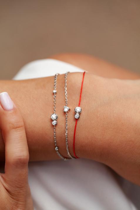 Bracelet chaîne avec diamant coeur 0.10 carat en serti griffe or blanc - Redline - 0++