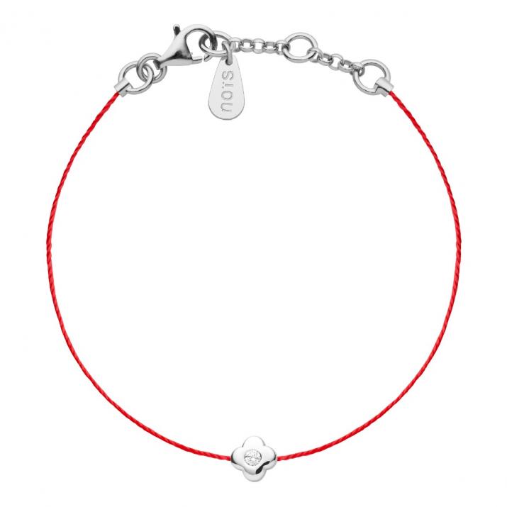 Bracelet fil trèfle avec diamant 0.05 carat en argent 925 - Redline - 0++