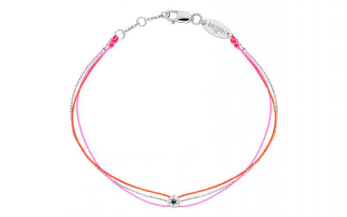 Bracelet chaîne et 2 fils avec diamants blancs et diamant noir or blanc - Redline - 0++