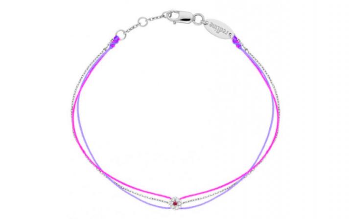 Bracelet chaîne et 2 fils avec diamants blancs et saphir rose or blanc - Redline - 0++