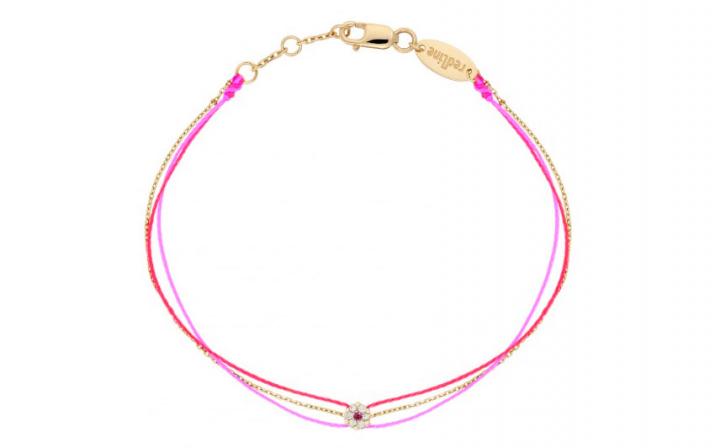 Bracelet chaîne et 2 fils avec diamants blancs et saphir rose or jaune - Redline - 0++