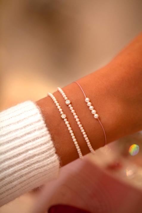 Bracelet fil avec perles fermoir en or jaune - Redline - 0++