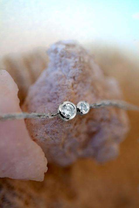 Bracelet chaîne avec diamant 0.15 carat en serti clos or blanc - Redline - 0++