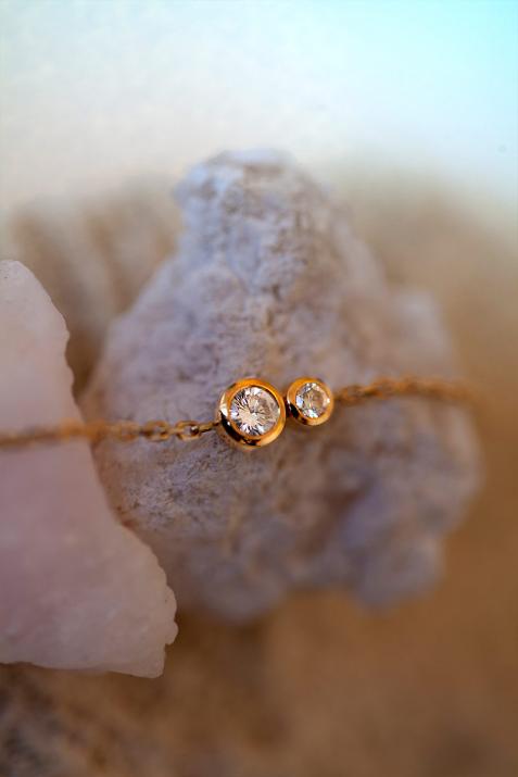 Bracelet chaîne avec diamant 0.15 carat en serti clos or jaune - Redline - 0++