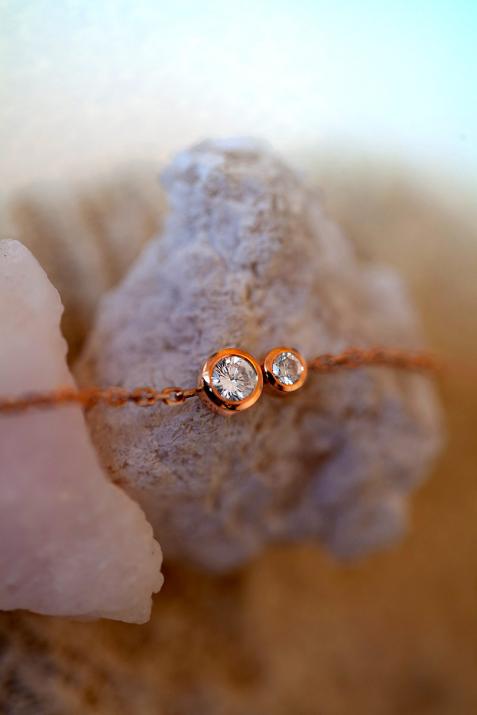 Bracelet chaîne avec diamant 0.15 carat en serti clos or rose - Redline - 0++