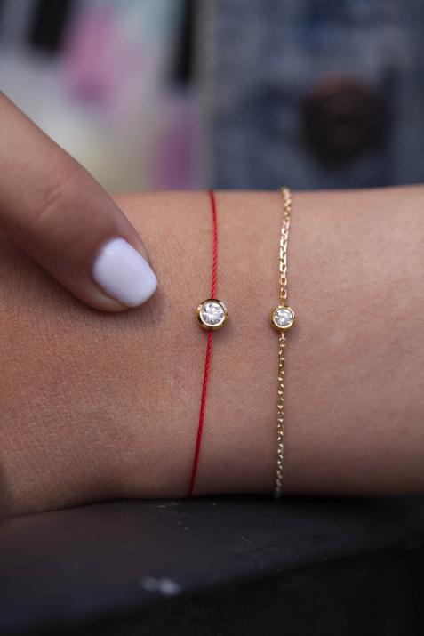 Bracelet fil avec diamant 0.20 carat serti clos or jaune - Redline - 0++