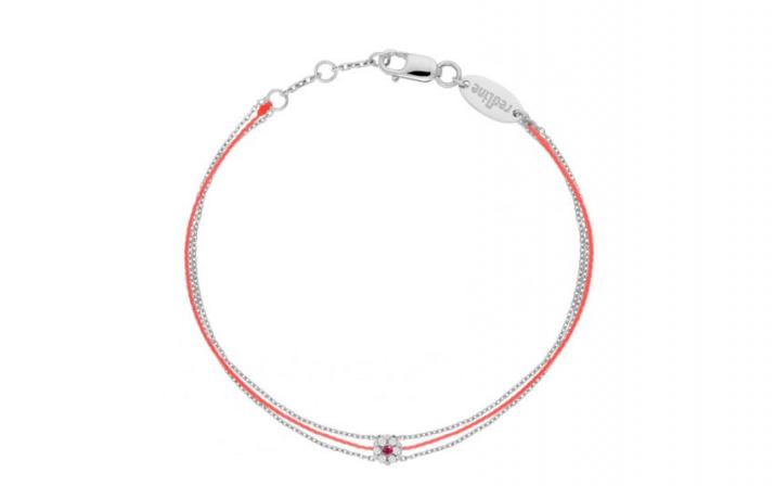 Bracelet fil et chaînes avec diamants blancs et saphir rose or blanc - Redline - 0++