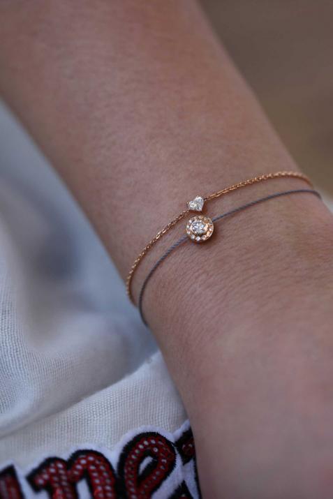 Bracelet fil avec diamants 0.26 carat en serti clos or blanc - Redline - 0++