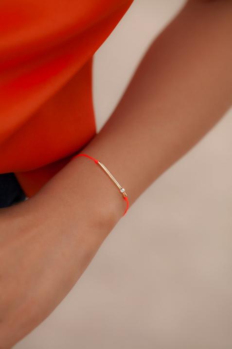 Bracelet fil tube or jaune avec diamant 0.05 ct - Redline - 0++