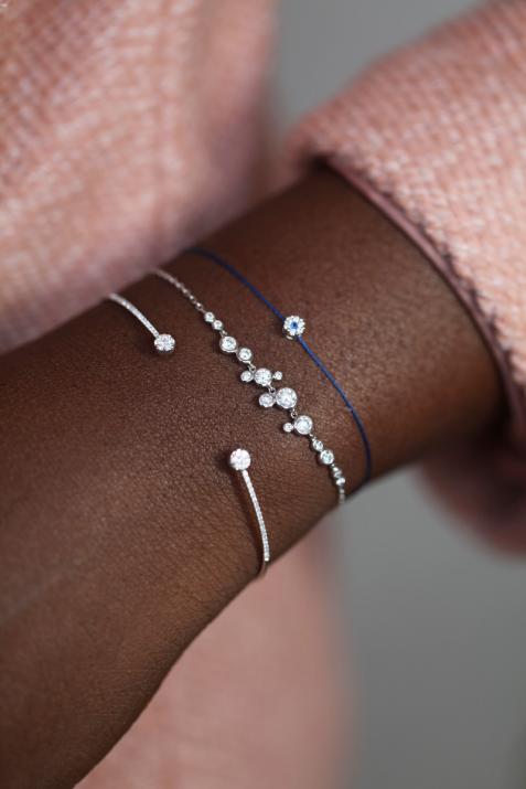 Bracelet chaîne avec diamants 0.62 carat en serti clos or blanc - Redline - 0++