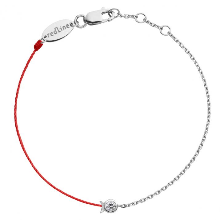 Bracelet Poisson mi-fil mi-chaîne avec diamant 0.05ct or blanc - Redline - 0++