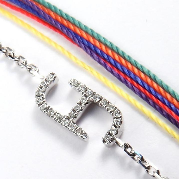 Bracelet Chaîne Femme avec 0.50ct Diamant Rond en Or Blanc Pavé - Redline - 0++