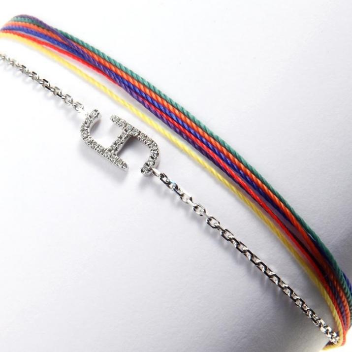 Bracelet Chaîne Femme avec 0.50ct Diamant Rond en Or Blanc Pavé - Redline - 0++