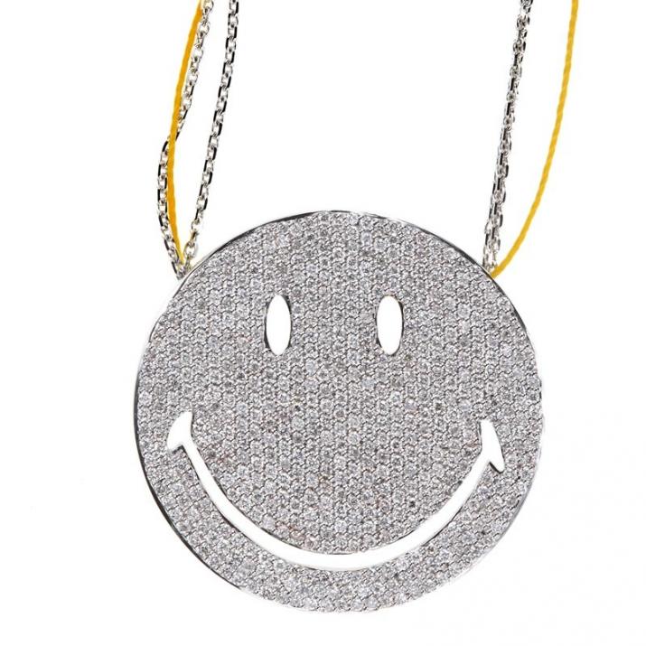 Collier Chaîne Femme avec 1.91ct Diamant Rond en Or Blanc Pavé - Redline - 0++