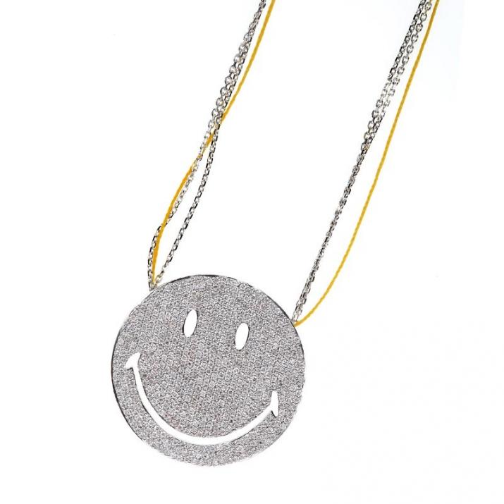 Collier Chaîne Femme avec 1.91ct Diamant Rond en Or Blanc Pavé - Redline - 0++