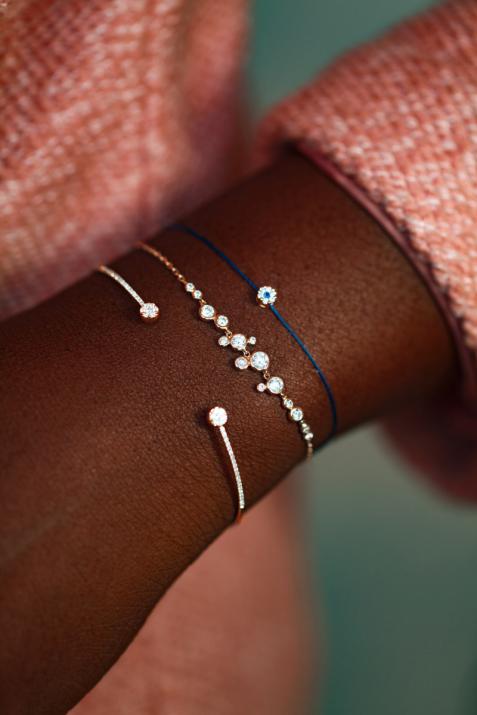 Bracelet chaîne avec diamants 0.62 carat en serti clos or rose - Redline - 0++