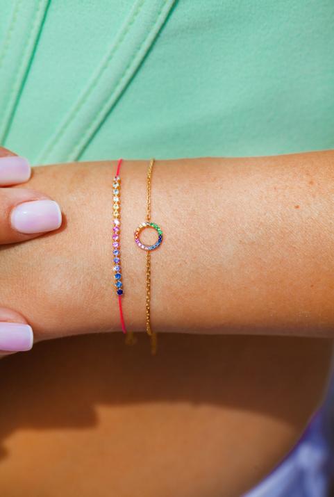 Bracelet Mini Aura Rainbow Saphirs Chaine Or Rose - Redline - 0++